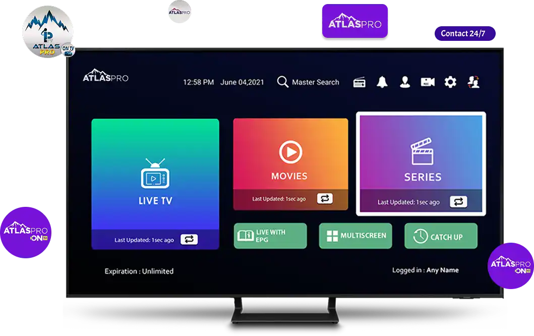 Atlas Pro ONTV meilleur abonnement IPTV France 2026 - interface 4K Ultra HD sur Smart TV